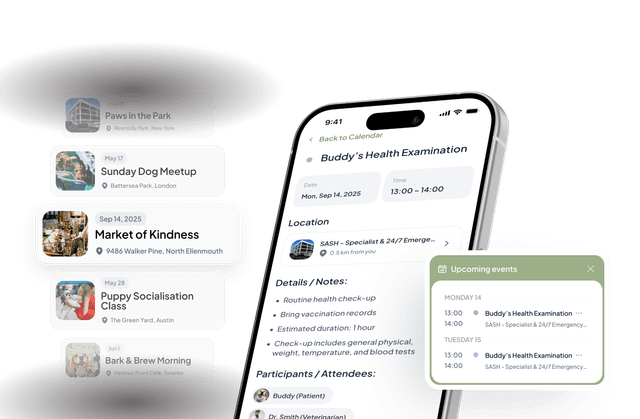 GoFetch upcoming events calendar